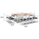 Tuscany 10 Seat Teak Top and Aluminium Dining Setting with Santorini Chairs in White