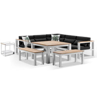 Balmoral Outdoor Aluminium Lounge and Dining Setting with Bar Cart