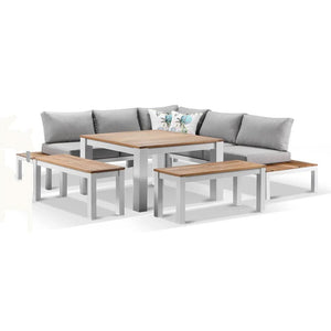 Nova Outdoor White Aluminium Lounge and Dining Setting