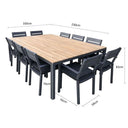 Tuscany 10 Seat with Capri chairs with Teak Arm Rests in Charcoal