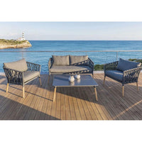 Silas Outdoor Charcoal Rope Lounge Setting with Coffee Table