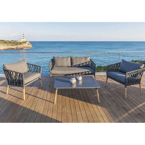 Silas Outdoor Charcoal Rope Lounge Setting with Coffee Table