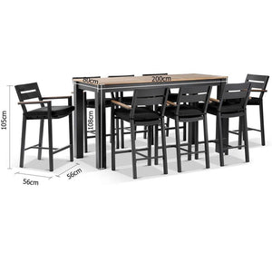 Balmoral 2m Bar Table with 8 Capri Bar stools