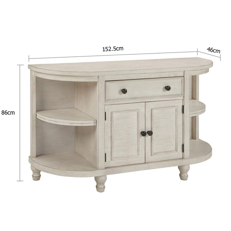 Audrey Dining Room & Kitchen Sideboard Server with Distressed White Finish