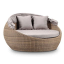 Newport Outdoor Wicker Round Daybed with Canopy - Brushed Wheat with Sunbrella