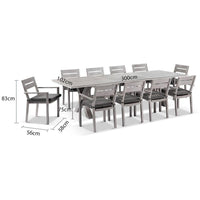Aged Teak look Tahitian 3m Aluminium Dining Setting with Santorini Chairs