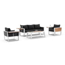 Corfu 3+1+1 Aluminium and Teak Timber Lounge with Coffee Table & Side Table with Sunbrella® cushions