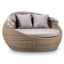 Newport Outdoor Wicker Round Daybed with Canopy - Brushed Wheat with Sunbrella