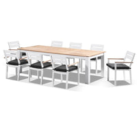 Balmoral 2.5m Teak Top Aluminium Table with 8 Capri Dining Chairs