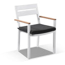 Tuscany 8 with Capri chairs with Teak Arm Rests in White