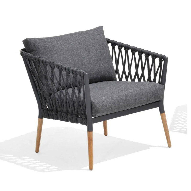 Silas Outdoor Charcoal Rope Lounge Setting with Coffee Table