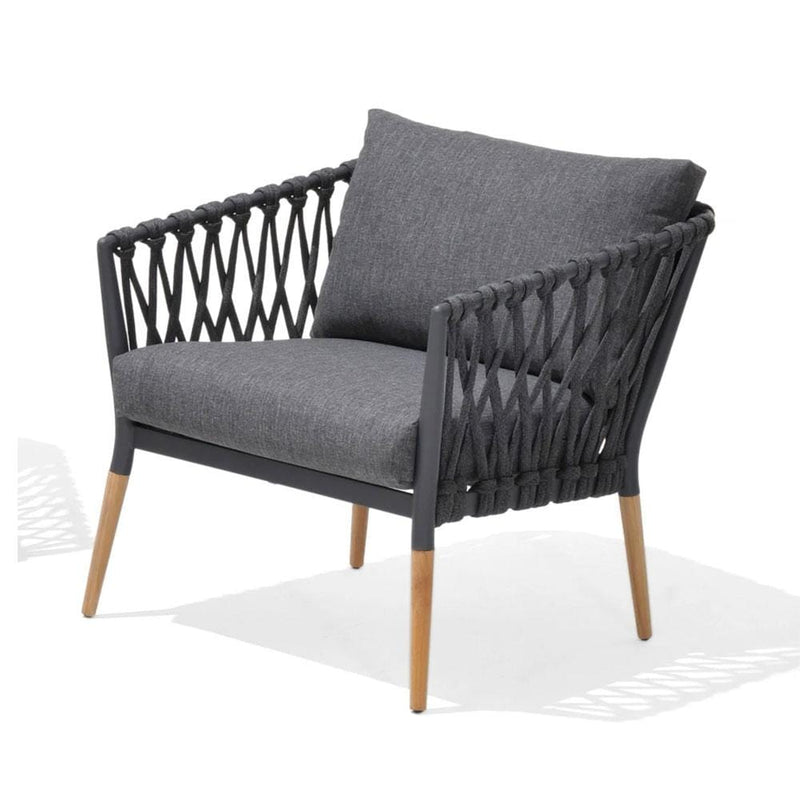 Silas Outdoor Charcoal Rope Lounge Setting with Coffee Table