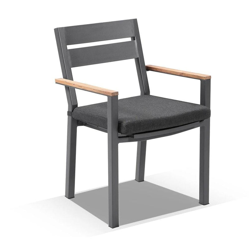Balmoral 1.8m Teak Top Aluminium Table with 6 Capri Dining Chairs