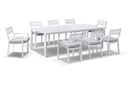 Capri 9 Pcs Dining Setting with Santorini chairs in White