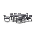 Capri 9 Pcs Dining Setting with Santorini Chairs in Charcoal