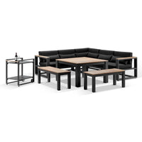 Balmoral Outdoor Aluminium Lounge and Dining Setting with Bar Cart