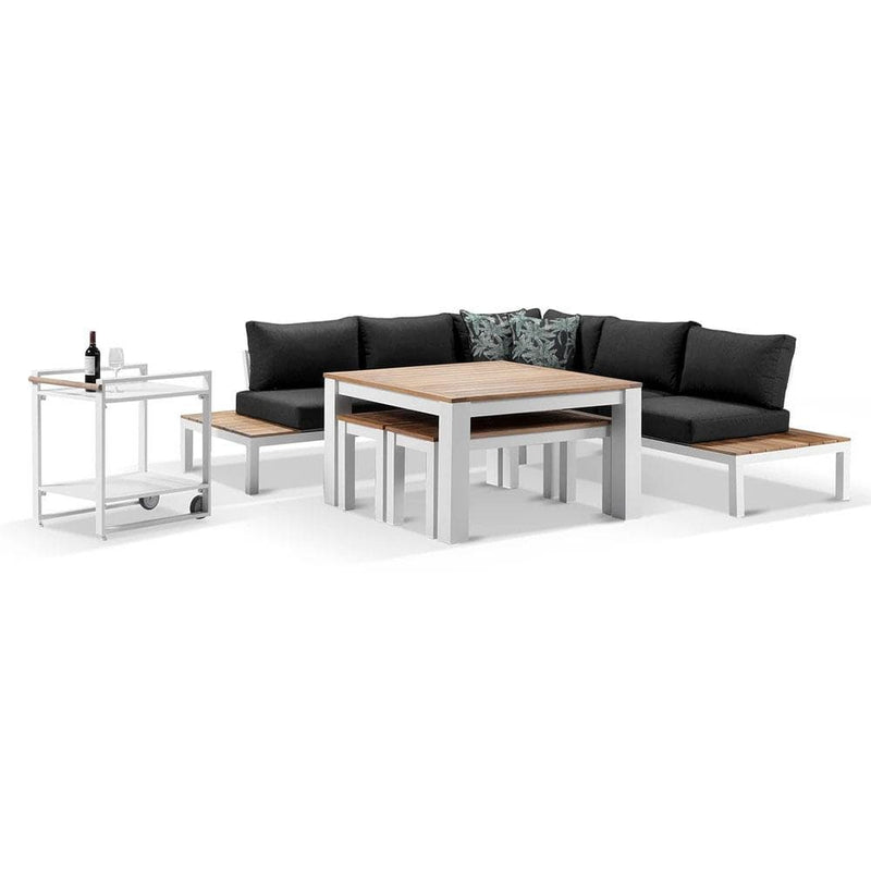 Nova Outdoor Aluminium Lounge and Dining Setting with Bar Cart