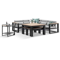 Balmoral Outdoor Aluminium Lounge and Dining Setting with Bar Cart