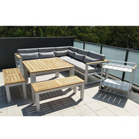 Balmoral Outdoor Aluminium Lounge and Dining Setting with Bar Cart