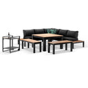 Nova Outdoor Charcoal Aluminium Lounge and Dining Setting with Bar Cart