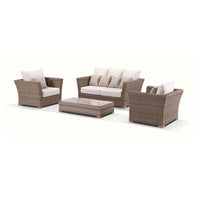 Coco 2+1+1 - 2 Seater Day Bed With 2 Arm Chairs And Coffee Table in Outdoor Rattan Wicker