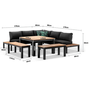 Nova Outdoor Charcoal Aluminium Lounge and Dining Setting