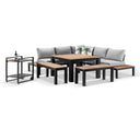 Nova Outdoor Charcoal Aluminium Lounge and Dining Setting with Bar Cart