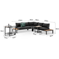 Nova Outdoor Aluminium Lounge with Bar Cart & Side Table