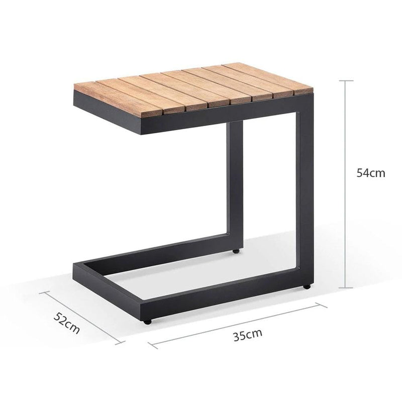 Balmoral Outdoor Aluminium and Teak Top Slide Under Side Table