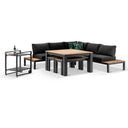 Nova Outdoor Charcoal Aluminium Lounge and Dining Setting with Bar Cart