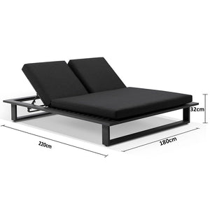 Arcadia Double Aluminium Sun Lounge in Charcoal