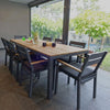 Tuscany 8 With Capri Chairs with Teak Arm Rests  in Charcoal