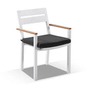 Tuscany 10 Seat  With Capri Chairs with Teak Arm Rests in White