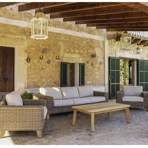Bahamas Outdoor 3+1+1 Wicker & Teak Lifestyle Garden Lounge Suite with Coffee Table