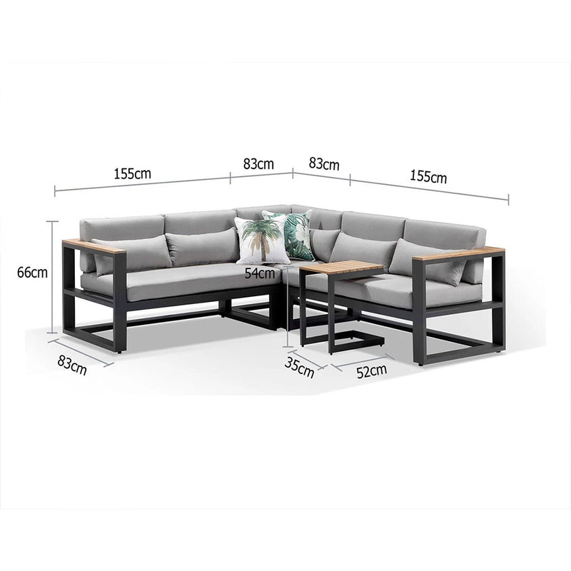 Balmoral Outdoor Aluminium & Teak Lounge with Bar Cart & Side Table