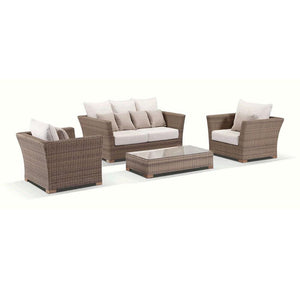 Coco 2+1+1 - 2 Seater Day Bed With 2 Arm Chairs And Coffee Table in Outdoor Rattan Wicker