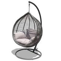 Oceana Outdoor Hanging Egg Chair in Slate Grey with Stand