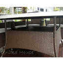 Caesar 8 Rectangle - 9pc Travertine Stone Outdoor Table Setting With Wicker Outdoor Chairs
