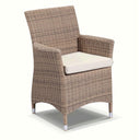 Caesar 8 Rectangle - 9pc Travertine Stone Outdoor Table In Half Round Rattan Wicker