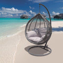 Oceana Outdoor Hanging Egg Chair in Slate Grey with Stand
