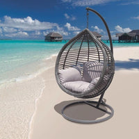 Oceana Outdoor Hanging Egg Chair in Slate Grey with Stand