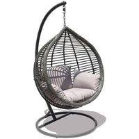 Oceana Outdoor Hanging Egg Chair in Slate Grey with Stand