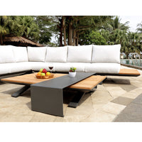 Venice Aluminium Corner Lounge with Built in Timber Side tables