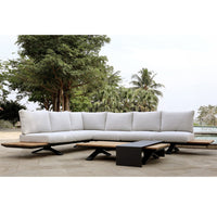 Venice Aluminium Corner Lounge with Built in Timber Side tables