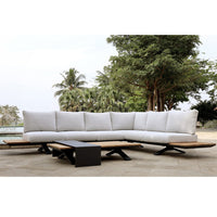 Venice Aluminium Corner Lounge with Built in Timber Side tables