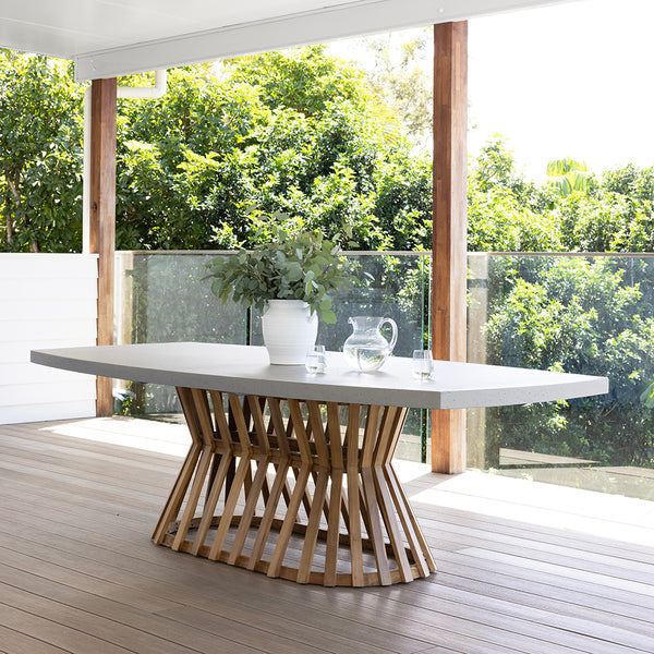 Waverley 2.6m Indoor Outdoor Concrete Look Dining Set with 10 Kotara C