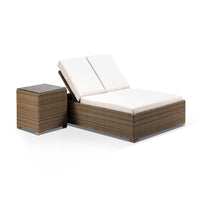 Breeze Double Sun Lounge with Side Table in Half Round Wicker