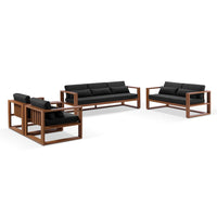 Santorini 3+2+1+1 Outdoor Aluminium Lounge Set with Coffee Table in Teak Timber Look Finish