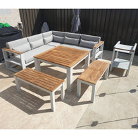 Balmoral Outdoor Aluminium Lounge and Dining Setting with Bar Cart