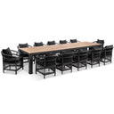 Balmoral 3.55m Outdoor Teak Top Aluminium Table with 12 Malawi Chairs